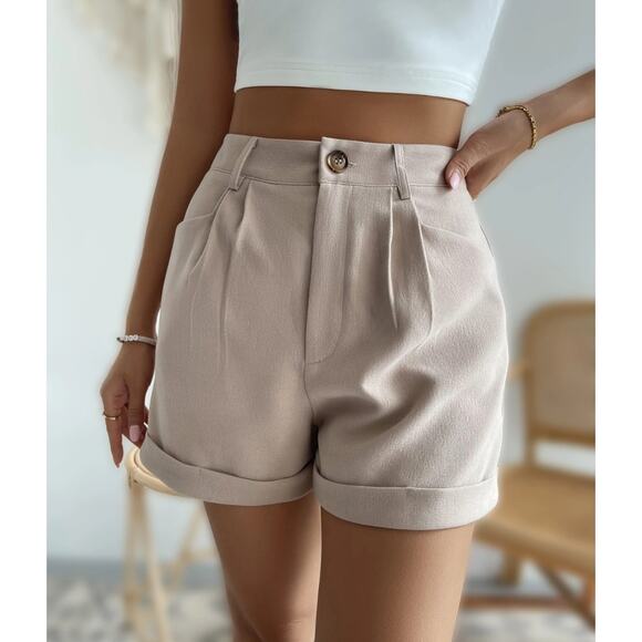 Emory Park Pants - Emory Park Women's Shorts Classic High Waist Pleated Tan Size Large